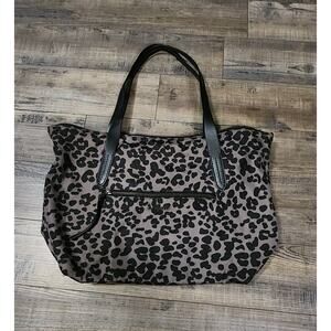 Pre-owned Cole Haan Leopard Print Travel Bag Blue Interior Bx40
